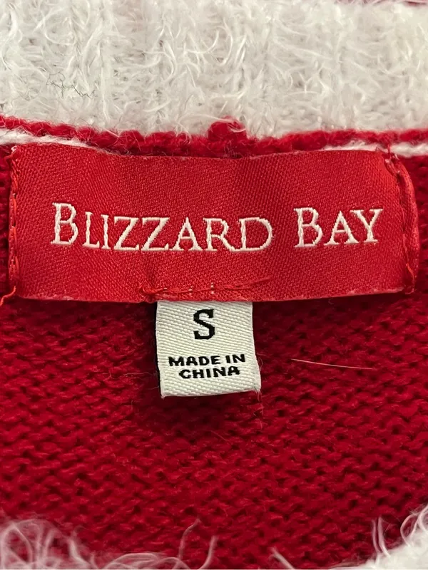Blizzard Bay Crewneck Ugly Christmas Sweater Embellished Santa Red S - Image 6