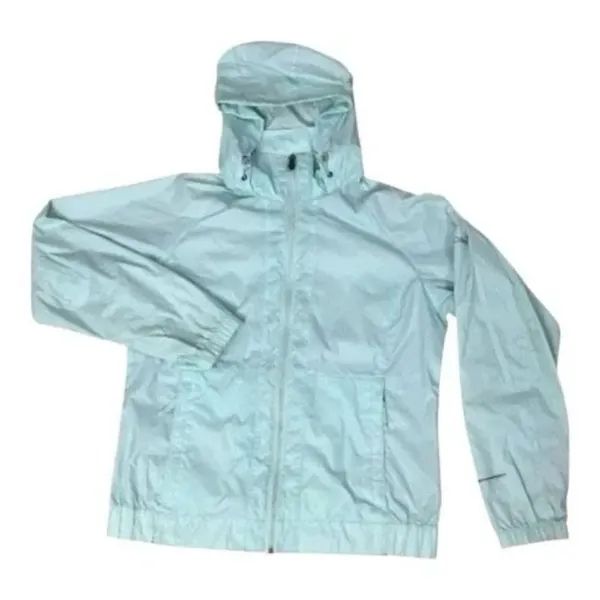 Columbia Women Hooded Rain Jacket Size M Light Blue Outdoor Jacket Zipper Front - Image 2