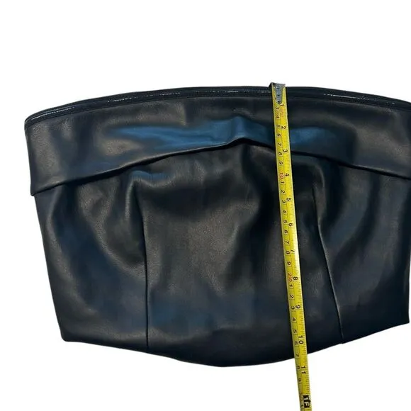 Fore Size S Faux Leather Tube Top Black Cropped Going Out Top Baddie Cocktail‎ - Image 6