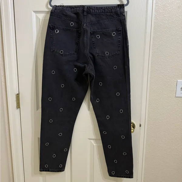 Topshop Alien Rhinestone Mom Straight leg Jeans Black Grunge Emo Street Unique - Image 8