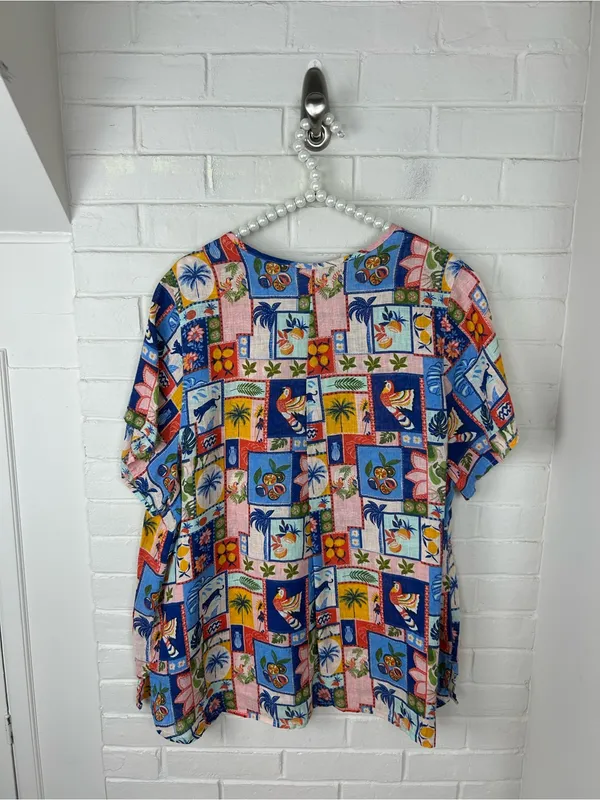 C&C California Beach Tropical Print Top Plus Size - Image 9