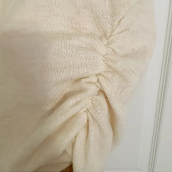 Japanese Kawaii Cream Beige Summer Knitted Cowl Neck Blouse Shirt Top - Image 7