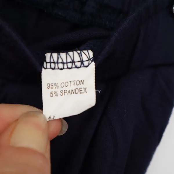 Trousers Womens Medium Navy Cotton Stretch Slash Pockets Elastic Waist Wide Leg - Image 4