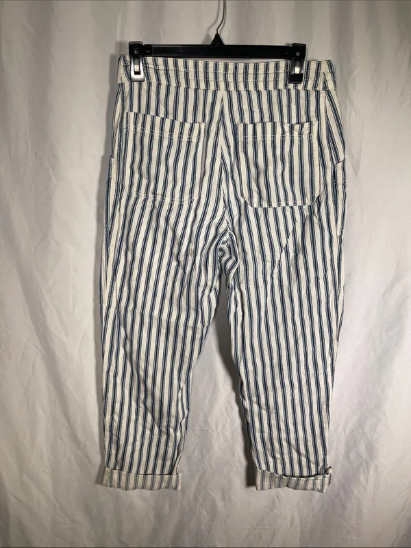 American Eagle Womens High Rise Blue White Stripe Tapered Pants Coastal 6 - Image 3