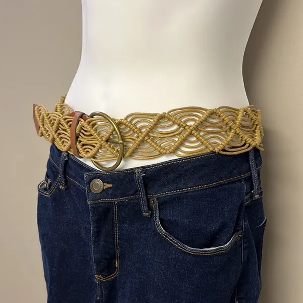 PINK - Victoria's Secret Macrame Corded Belt with Leather Inspired Belt Ends and Brass Buckle - Image 4
