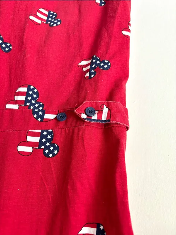 Disney Red White Blue American Flag Mickey Mouse Print Short Sleeve Romper - Image 10