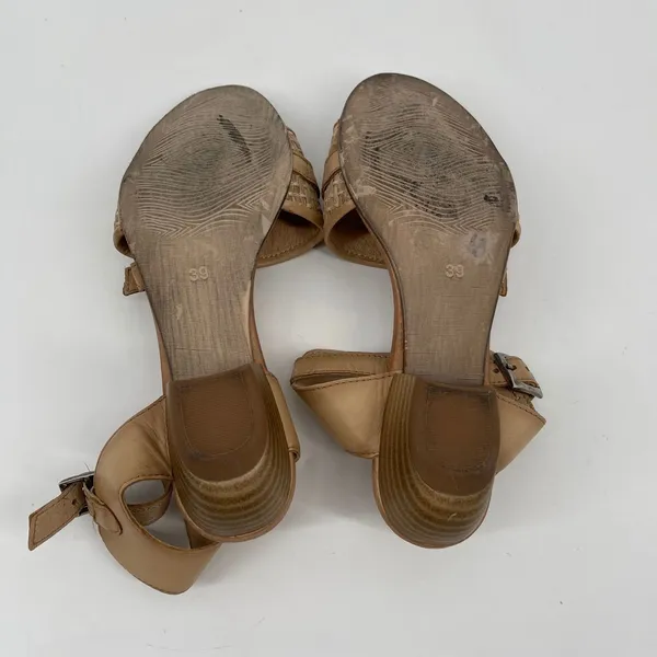 Miz Mooz Leather and Raffia‎ Heeled Sandals Chaise Sand Size EU 39 US 8.5 - Image 8