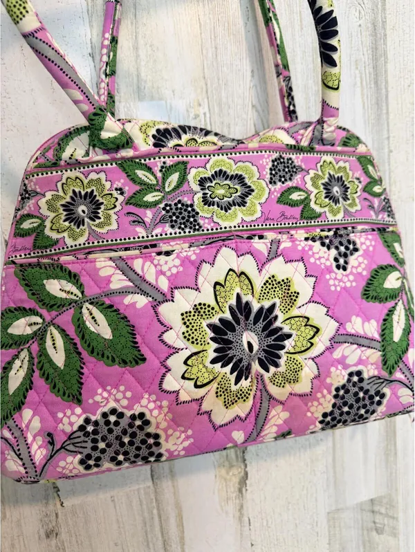 Vera Bradley Womens OS Viva La Vera Pink Green Floral Quilted Frame Satchel Bag - Image 10