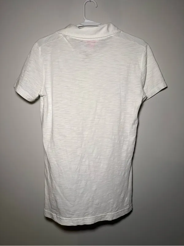 Lilly Pulitzer White Button-Placket Polo Top Women’s M - Image 6