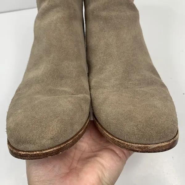 Madewell Size 7 Bootie Pauline Beige Taupe Leather Ankle Boot Stacked Block Heel - Image 7