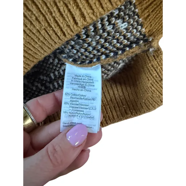 Madewell Bandana‎ Paisley Intarsia Pullover Sweater Mustard Yellow Women XS - Image 4