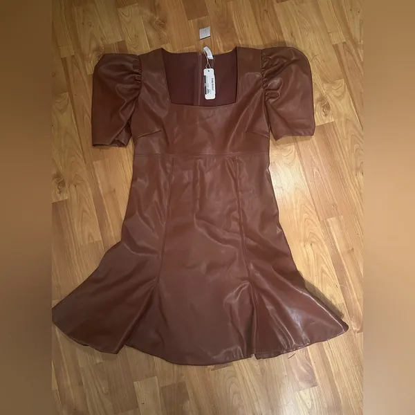 Glam Chocolate Faux Leather Dress - Image 2