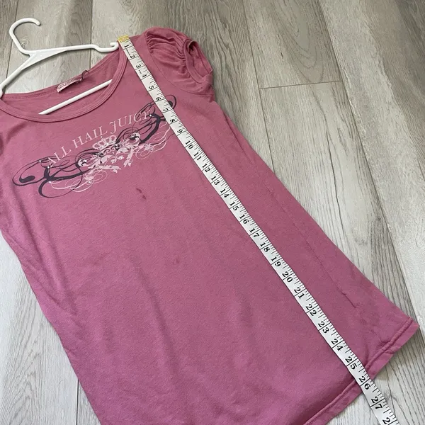 Juicy Couture Y2K Tshirt all hail jucy rhinestone graphic womens Pink (small) vintage - Image 7