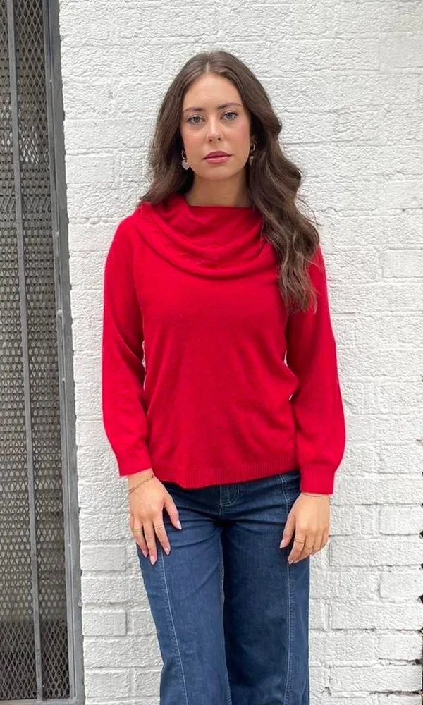 Jones New York Vintage Red Jones Wear sweater with mock neck and balloon sleeves sz m - Image 3