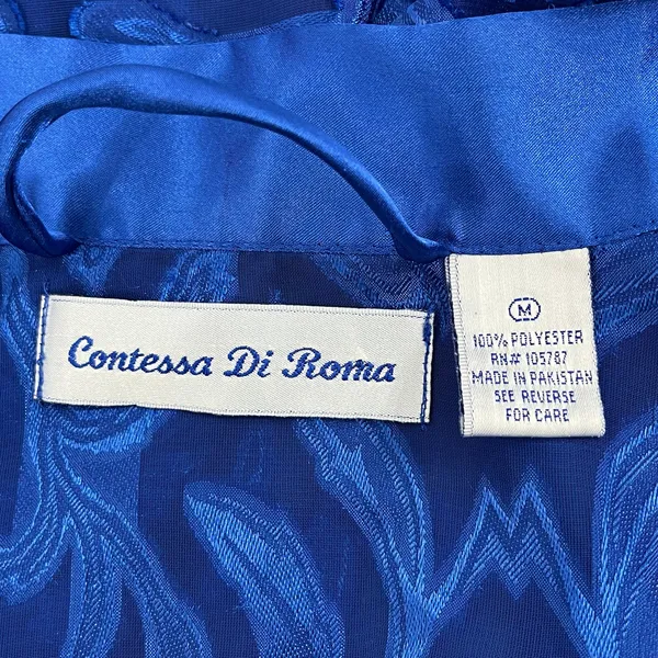 Vintage Contessa Di Roma Blue Sheer Short Sleeve Tie Close Robe Kimono Medium - Image 5