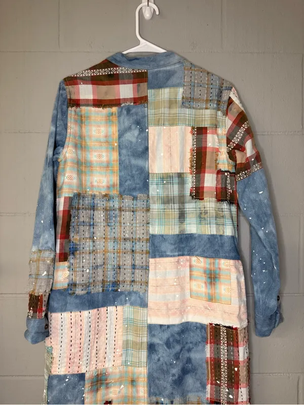 We The Free Phoenix Patched Shirtdress Duster Women’s Sz XS Patchwork Maxi Dress - Image 8