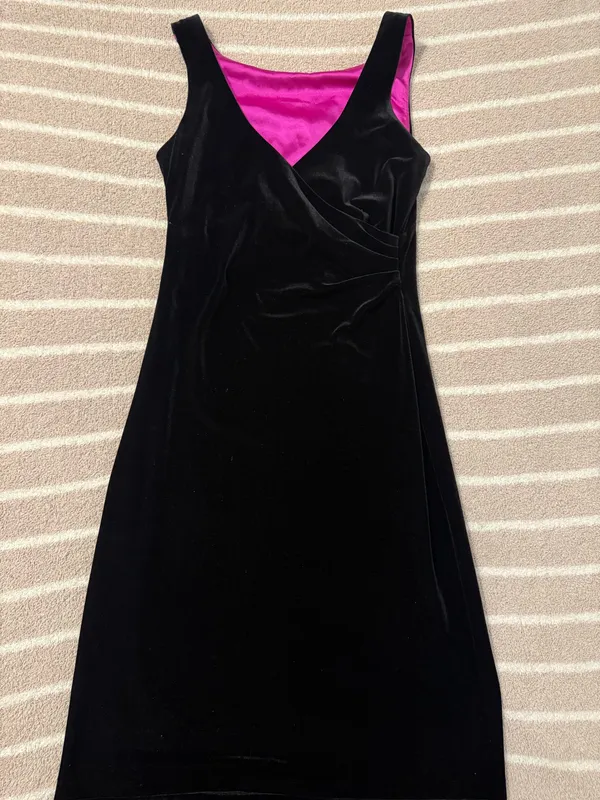 Black Velvet Semi-Formal Dress - Image 2