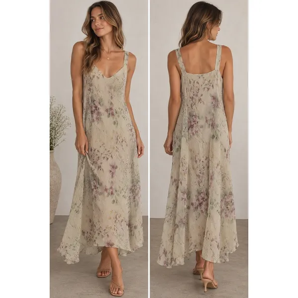 R&M Richards Woman Floral Crinkle V-Neck Midi Dress Beige Pink Size 18W - Image 2