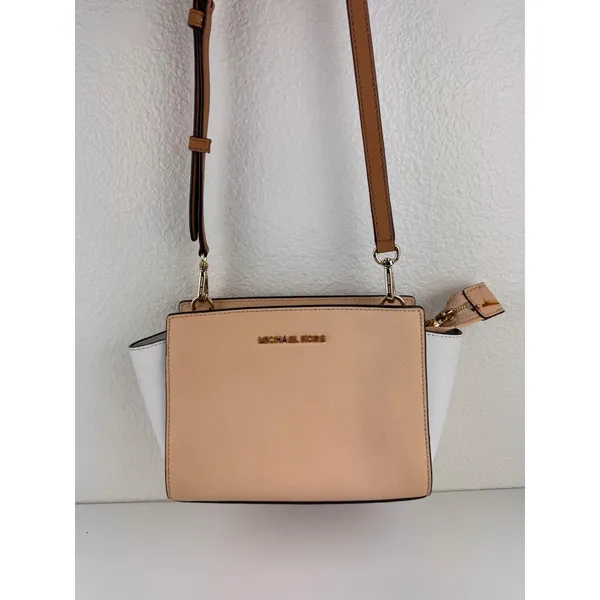 Michael Kors Crossbody Bag Selma White‎ Leather Satchel Purse - Image 2