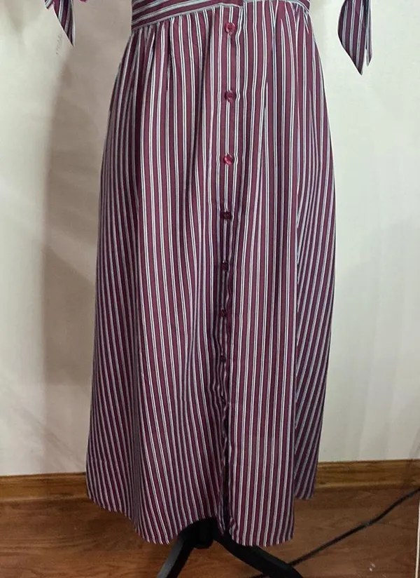 Urban Outfitters Plunging short sleeve striped empire waist midi shirt dress S - Image 9