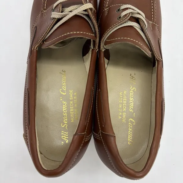 NWOB Vtg Musebeck Womens 7 C/A Shoes Boat Wedge "All Seasons" Brown Leather USA - Image 7