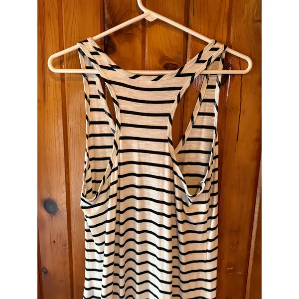 Merona Womens Black‎ White Striped Racerback Maxi Dress Medium Sleeveless Casual - Image 3