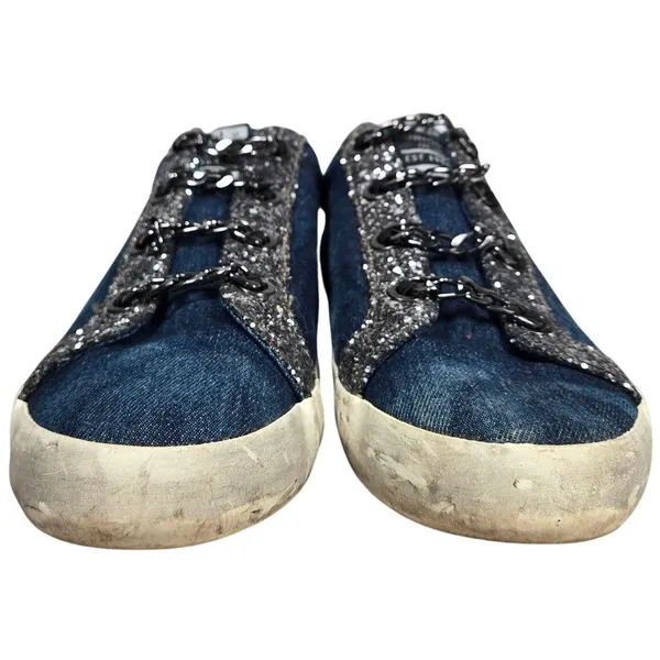 Vintage Havana Denim Glitter Chain Embellished‎ Low Top Sneakers Shoes Womens 10 - Image 6