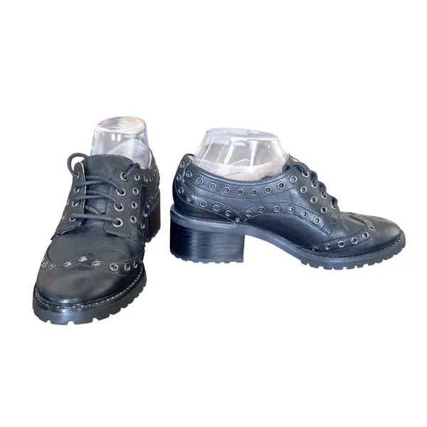Michael Kors Edison Lace Up Black Leather Grommet Eyelet ‎ Oxfords Women Size 7M - Image 2