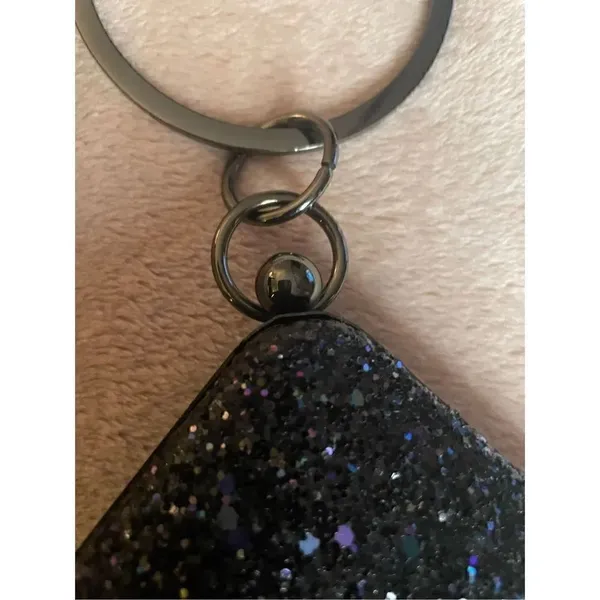 New Black Glitter Geometric Clutch With Round Handle/ Shoulder Strap - Image 10