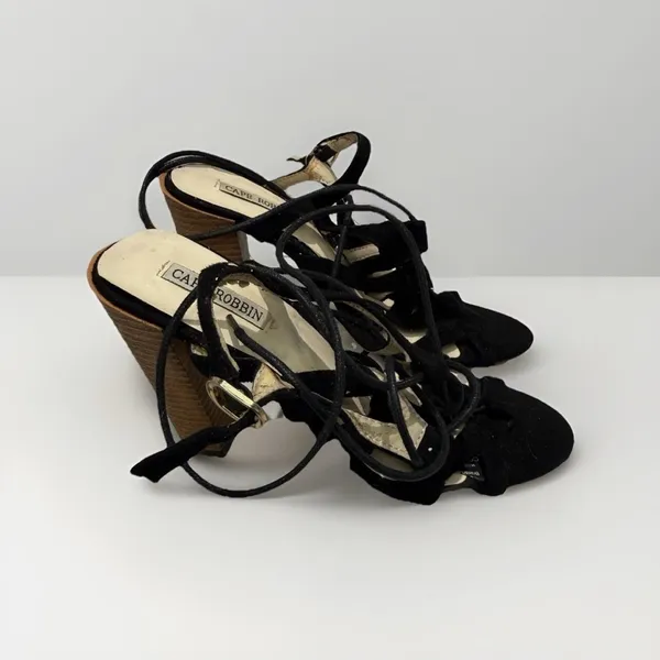 Cape Robbin Black Lace-Up Block Heels - Image 3