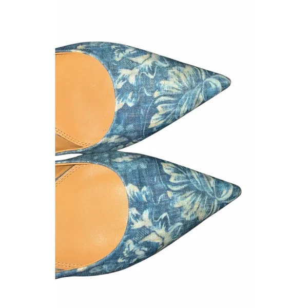 Ralph Lauren Purple Label Woven Denim Floral Women’s Point Toe Flat SZ 39.5 9.5 - Image 2