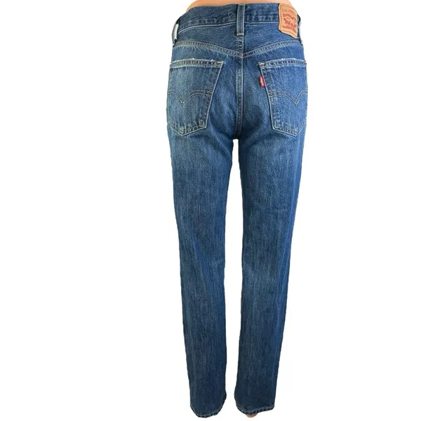 Levi's Women's Blue Medium Wash Distressed Low Pro Straight Denim Jeans Size 24 - Image 3
