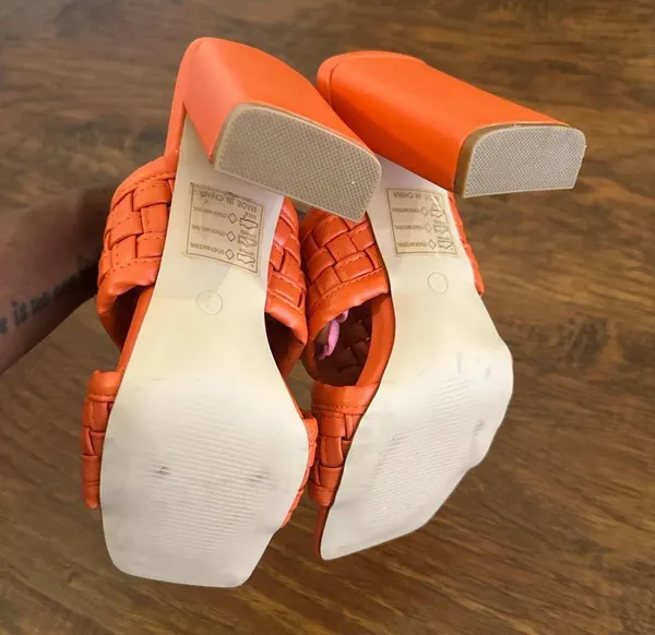 Nasty Gal Orange braided block heel mules - Image 4