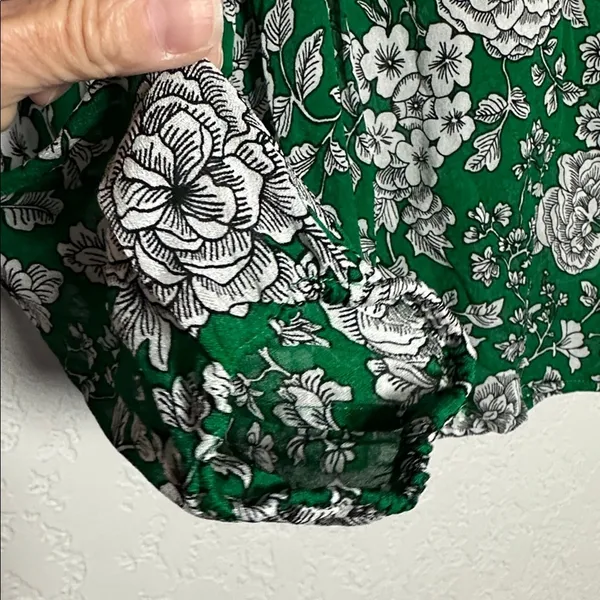 Boden Kelly Green Floral Blouse Sheer Long Sleeve Feminine Romantic Fall - Image 3