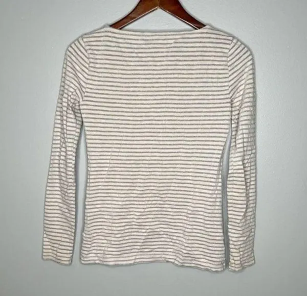 J. Crew Women's Artist T Metallic Stripe Boat Neck Long Sleeve Size XS - Image 6