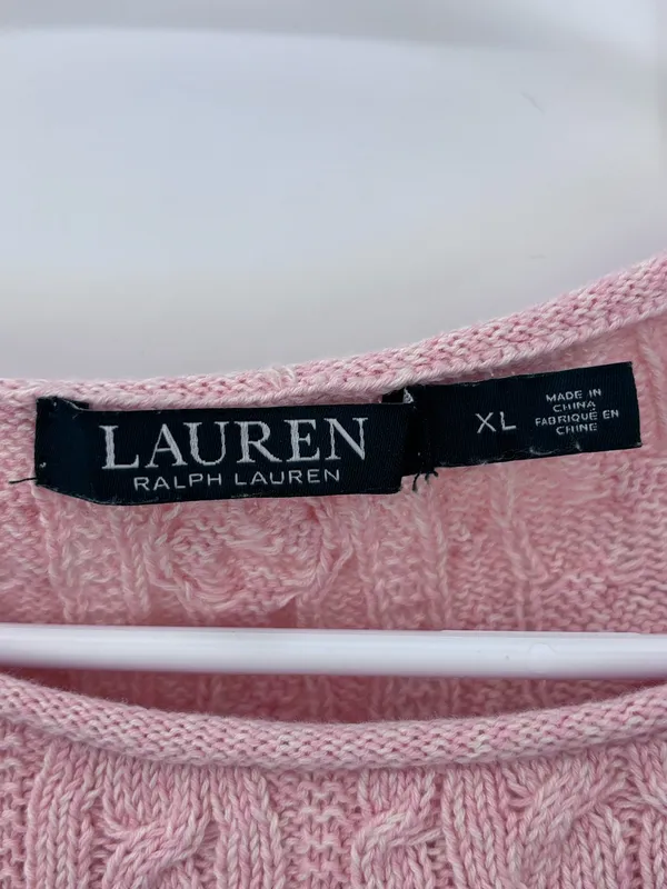 Ralph Lauren Pink Cable-Knit Crewneck Sweater - Image 2
