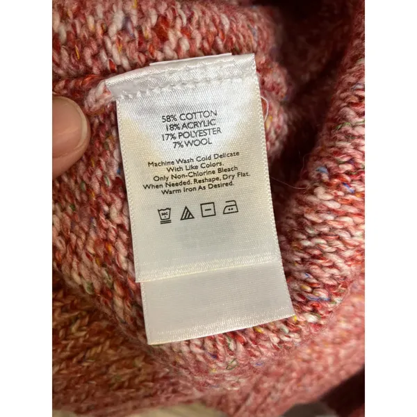 Eddie Bauer Lounge Hooded Cardigan‎ Womens Medium Pink Marled Knit Open Front - Image 6