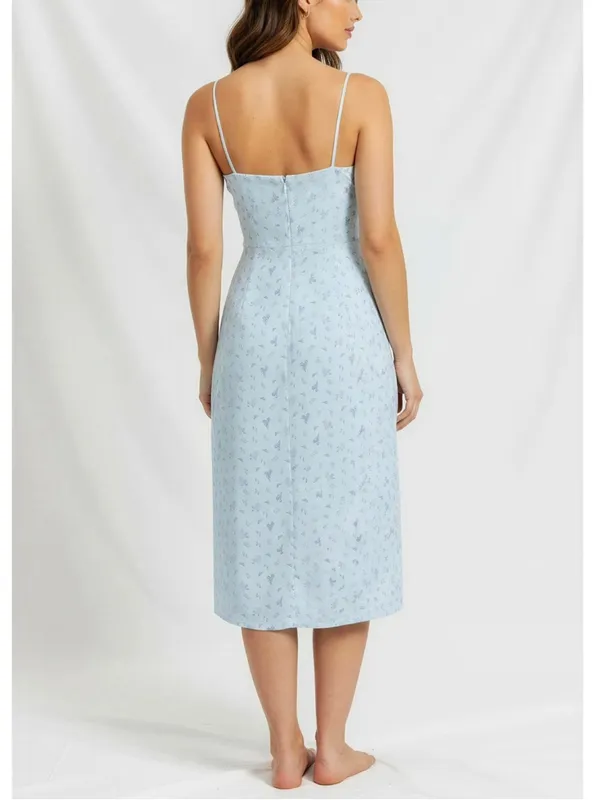 HOUSE OF CB Carina Floral Bustier Midi Dress, Blue, Large - Image 3