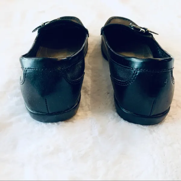 Thom McAn Black Leather Slip On Loafers Size 5.5 Professional Work Flats - Image 7