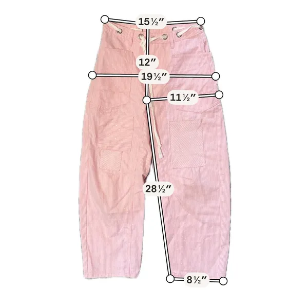 Unbranded Hickory Stripe Pants Women 31 Pink Good Patchwork Utility Splatter - Image 10