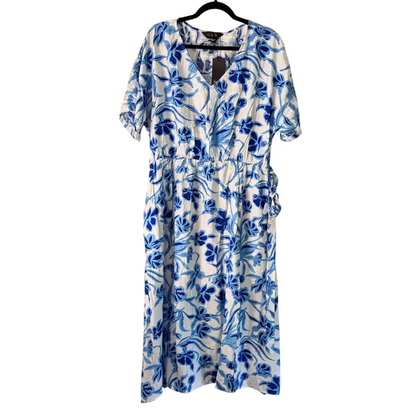 Seta T Floral Maxi Dress V Neck‎ Short Sleeve Casual Summer Dress XL - Image 8