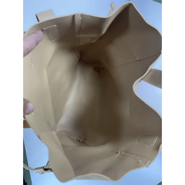 Beige Matte Tote Bag Drawstring Closure Double Handles Solid Medium Casual - Image 8