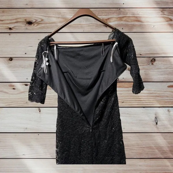 Crystal Doll Sequin Black Mini Party Club Dress Sz XS Little‎ Black Dress Formal - Image 3