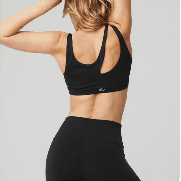 ALO Yoga grey Strappy Cutout Sports Bra - Image 2