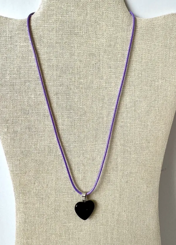 Heart Shaped Necklace Purple - Image 3