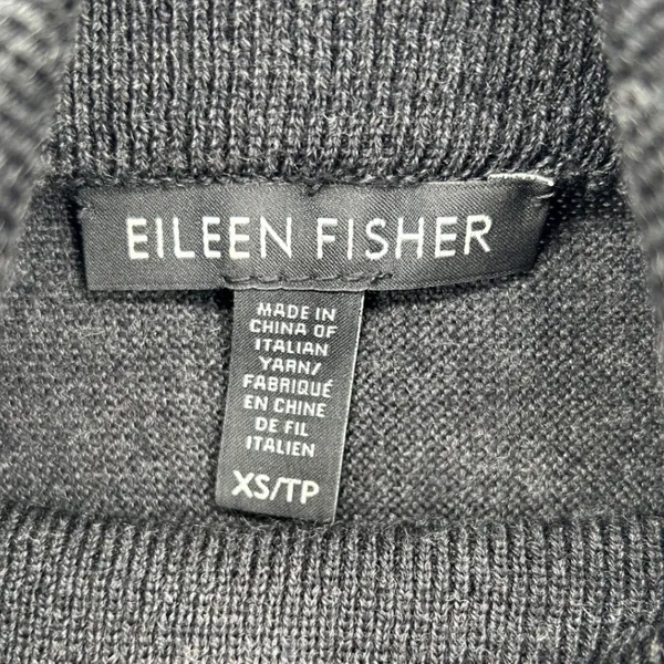 Eileen Fisher Womens‎ Gray Merino Wool Asymmetric Turtleneck Sweater XS Neutral - Image 3