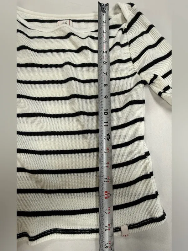 Urban Outfitters BDG Black and Cream Striped Scoopneck Sweater - Image 4