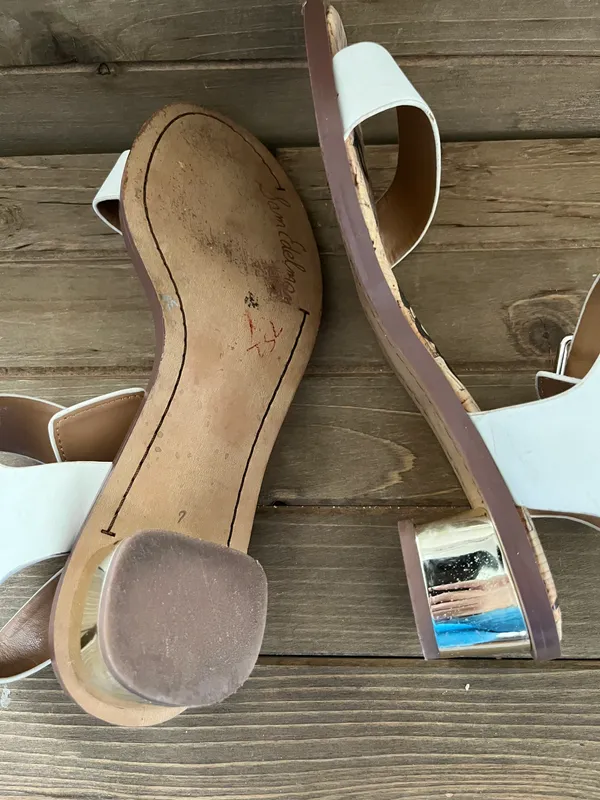 Sam Edelman Trixie Gold Heel Ivory Colored Sandals size 7 - Image 6