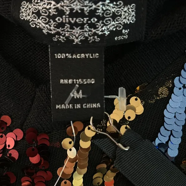 NWT Oliver.O Size M Sequined V Neckline Sweater Black Size M - Image 13