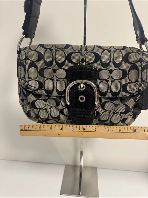 Coach SoHo Signature Flap Bag Y2K Oversized Hardware - Image 11
